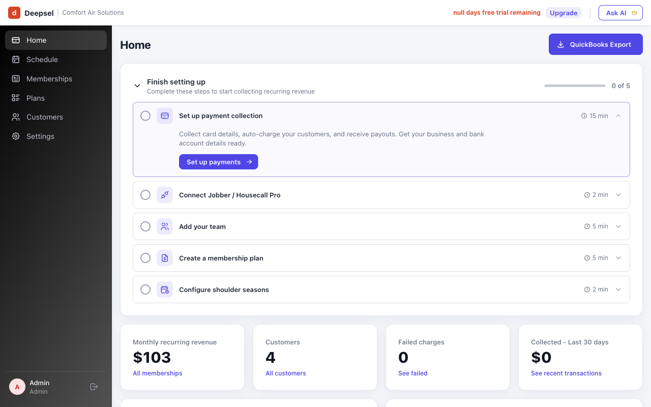 Monthly deferred-revenue journal ready to export to QuickBooks