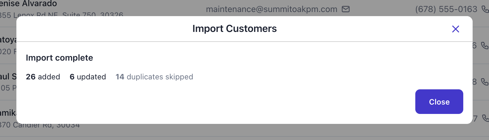 Import complete: 26 added, 6 updated, 14 duplicates skipped