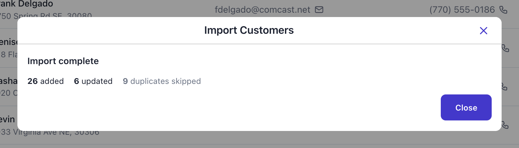 Import complete: 26 added, 6 updated, 9 duplicates skipped